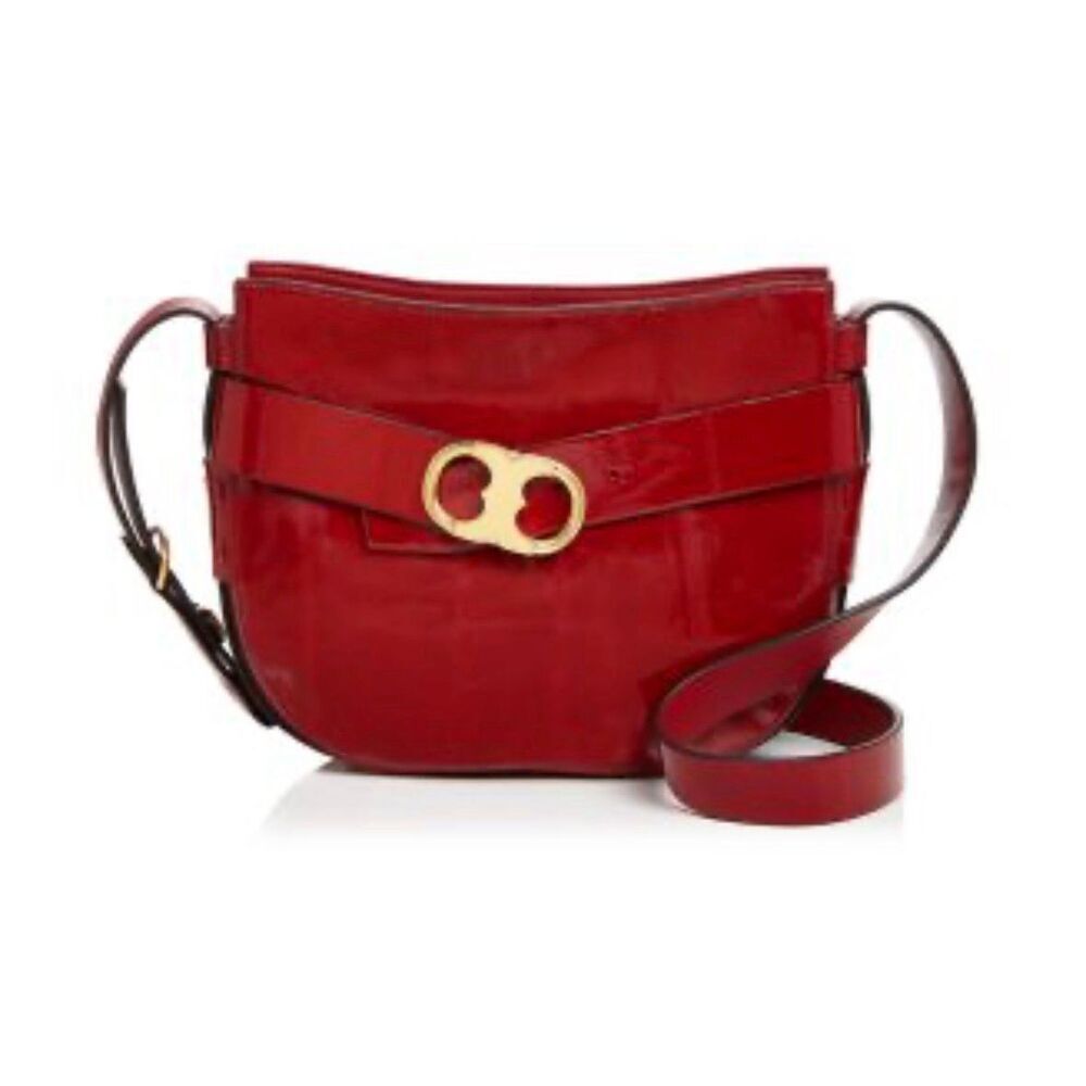 Tory Burch Gemini Link red patent leather crossbody purse bag shoulder